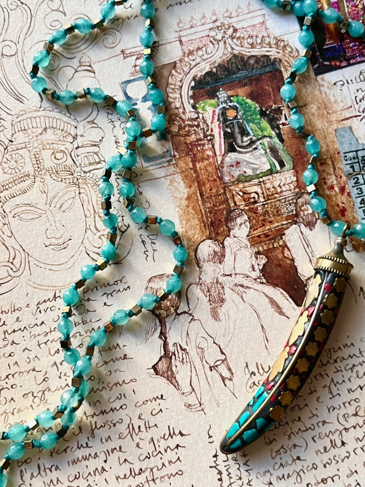 SWEET HORN NECKLACE TURQUOISE